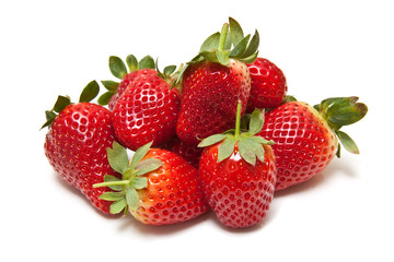 Strawberries isolated on a white studio background.