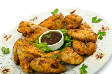 Chicken wings barbeque in the plate