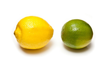 Lemon and Lime on a white studio background.