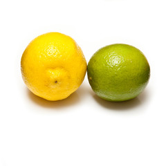 Lemons and Limes on a white studio background.