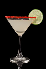 Key lime martini with red sugar