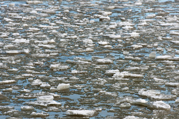 Drifting ice in the sea