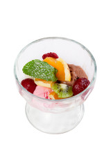 ice cream with fruits in Cocktail glass