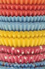 Stack of Vibrant Cupcake Wrappers