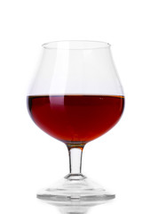 Glass of brandy isolated on white