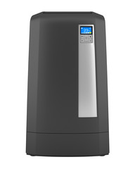 modern black standing air conditioner isolated on white