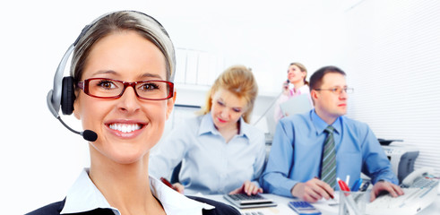 Fototapeta premium Call center secretary woman.