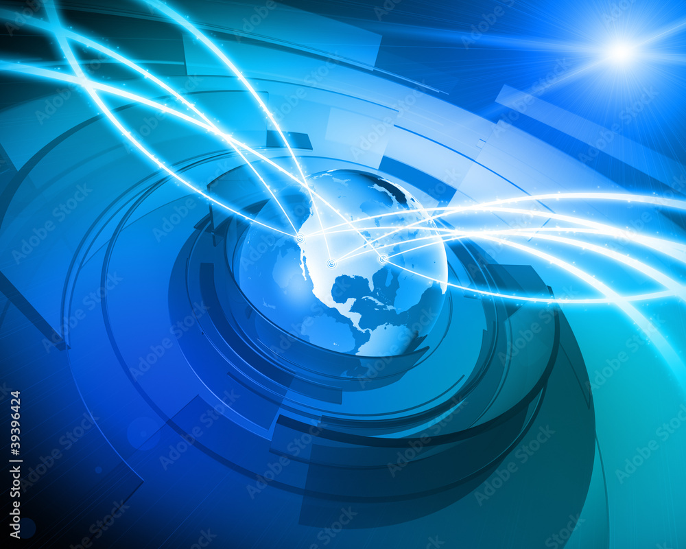 Aufkleber world globe digital network connection background
