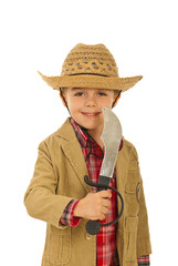 Little cowboy with sword