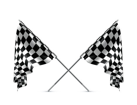 Two crossed checkered flags