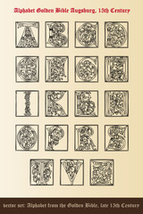 vector set: alphabet golden bible - augsburg