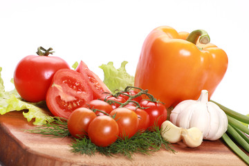 vegetables on wooden plate