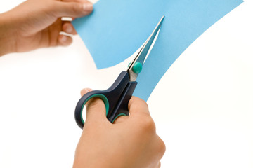 Cutting Blue Paper