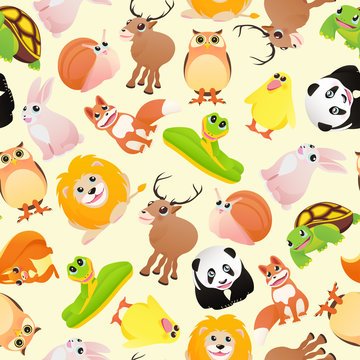Cartoon animals pattern seamless