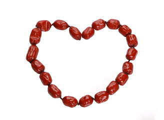 Still Life with sausages in the shape of heart