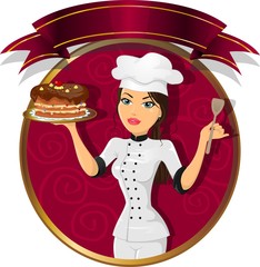 Brunette woman pastry chef