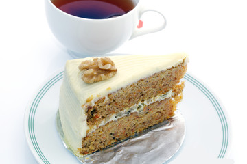 Carrot cheesecake and Hot tea.