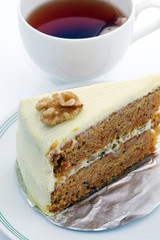 Carrot cheesecake and Hot tea.