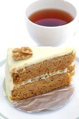 Carrot cheesecake and Hot tea.