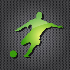 vector football soccer player green icon on textured background