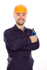 portrait of a young builder with the tools