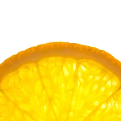 Fotobehang Plakjes fruit Schijfje verse sinaasappel / Super Macro / Backlit