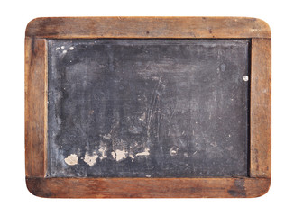 Grunge slate board isolated on white background