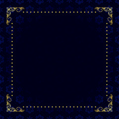 vector dark blue card with gold frame