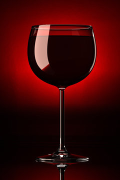 Wineglass with red wine in it. Photorealistic 3D render