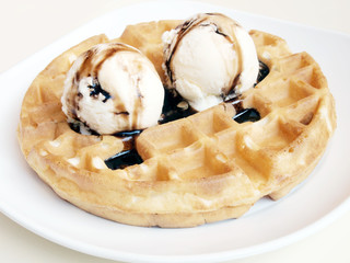 Waffles and ice cream.