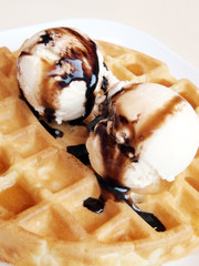 Waffles and ice cream.