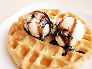 Waffles and ice cream.