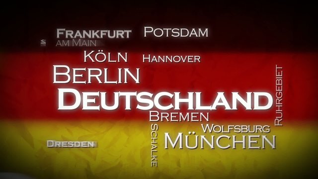 Deutschland flaggen tag cloud Deutschen St&auml;dten text animation