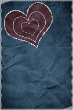 Denim background with hearts.