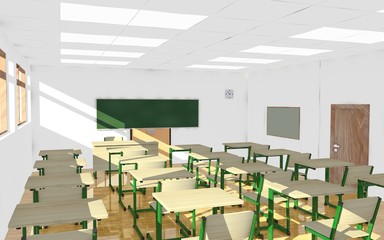 3d render of classroom interior