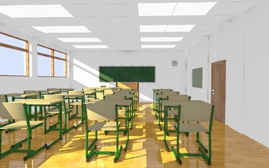 3d render of classroom interior