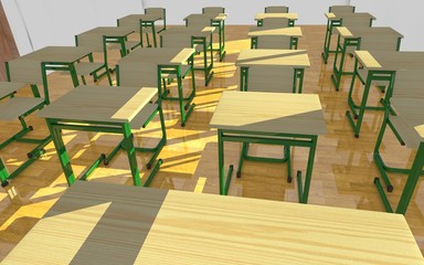 3d render of classroom interior