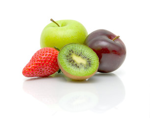 fresh fruits on white background close-up