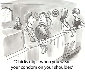 Condoom op schouder
