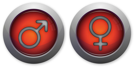 Female anf male symbols on red button