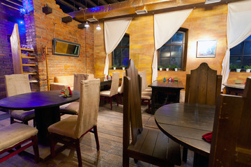 Interior of the Restaurant in Dark Tone