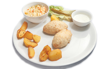 chicken cutlet with roasted potatoes
