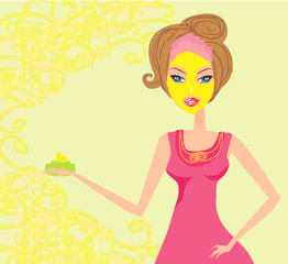 Cute woman applying moisturizer