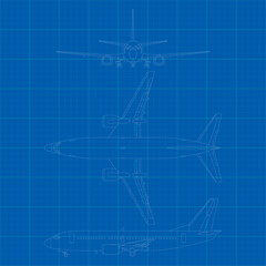 Vector illustration of modern civil airplane 3 side view
