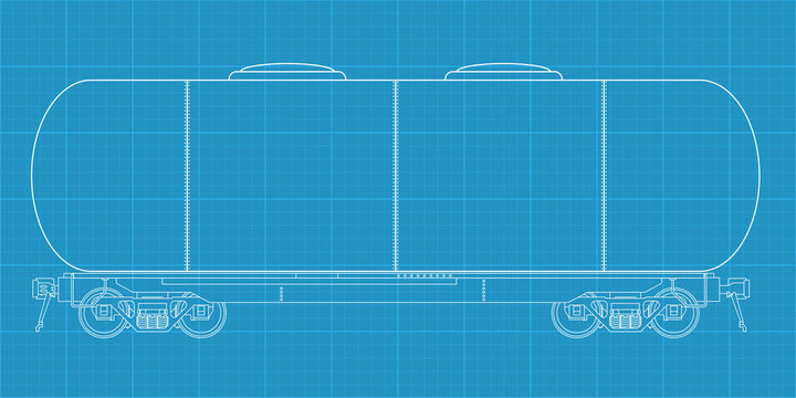 High detailed vector illustration of a railroad fuel tank vagon
