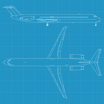 high detailed vector illustration of modern civil airplane
