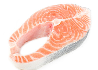 Piece of a salmon on a white background