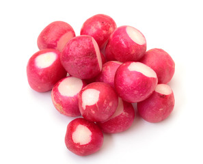 Small garden radish isolated on white background