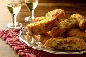 Cantuccini with raisins, Italian biscuits