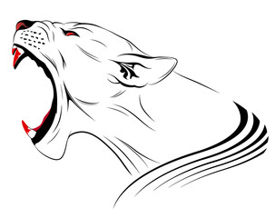 Naklejka premium Vector lioness represented in the form of a tattoo